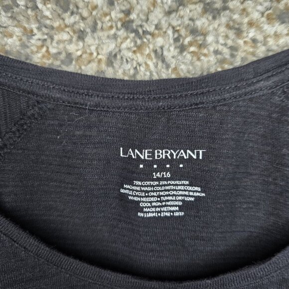 Lane Bryant Top Womens Plus 14/16 Black Slub Knit Scoop Neck Short Sleeve Casual - Picture 6 of 7